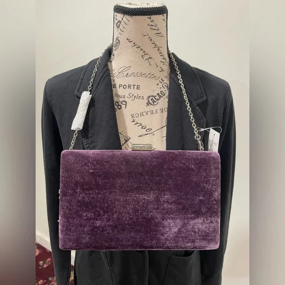Elegant Purple Velvet Women Bag - Picture 1 of 4